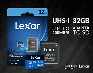 Thẻ Nhớ 32Gb Lexar 32GB MICRO  633X Tốc Độ 100mb/s Tặng Adapter - Hàng Chính Hãng