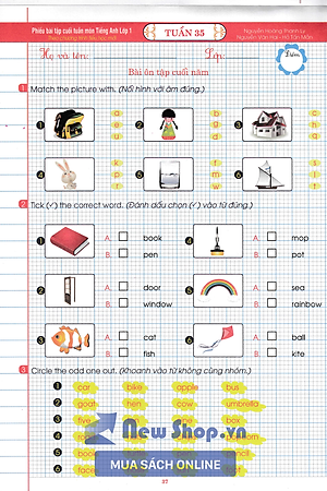 Phiếu Bài Tập Cuối Tuần Môn Tiếng Anh Lớp 1 (Theo Chương Trình Tiểu Học Mới) - HA
