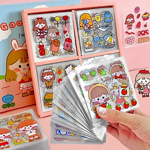 Sét 100 Sticker miếng dán tập vỡ kute trang trí văn phòng phẩm - HENRRYSA