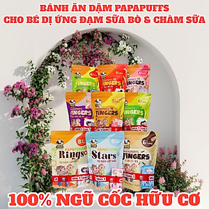 COMBO 9 VỊ BÁNH ĂN DẶM PAPAFOOD PAPAPUFFS - 100% Ngũ Cốc Hữu Cơ - CHO BÉ DỊ ỨNG ĐẠM SỮA BÒ & CHÀM SỮA - Gói 30G