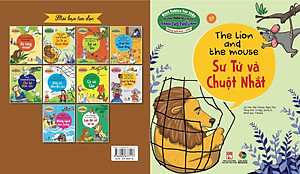 Combo 4 cuốn truyện tranh song ngữ - Truyện tranh ngụ ngôn dành cho thiếu nhi song ngữ Anh - Việt ( Kiến và chim + sư tử và chuột nhắt+ sói và sóc + chuột , gà trống và mèo )