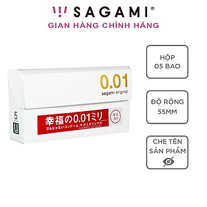 Bao cao su Sagami 001 - Siêu mỏng - Non Latex - Hộp 5 chiếc