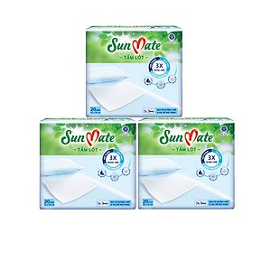 Combo 3 Tấm lót SunMate cải tiến mới 20 miếng/gói size M (45 x 70cm)