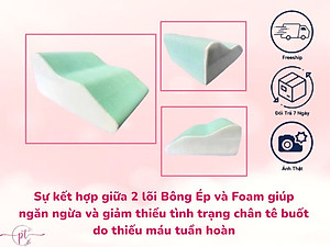 Gối Chống Giãn Tĩnh Mạch Kê Cao Chân Giúp Giảm Tê Buốt, Phù Nề Chân Và Vọp Bẻ Tặng Kèm Áo Vải Lưới 5D Thoáng Mát Được Bọc Sẵng