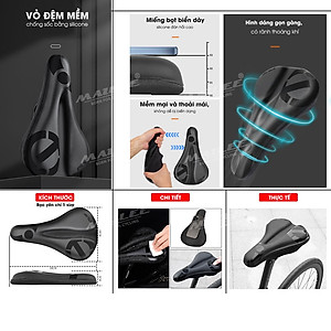 Vỏ Bọc lót yên xe đạp thể thao thoáng khí ESL-01 với bọt biển mềm dày, 1 cỡ size 28x18 cm cho xe đạp địa hình/ xe đạp đua đường trường