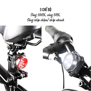 Đèn Hậu Xe Đạp 3 Bóng Đèn Sau Xe Đạp Giúp Cảnh Báo Đạp Xe/Chạy Bộ Ban Đêm Sạc USB Mai Lee