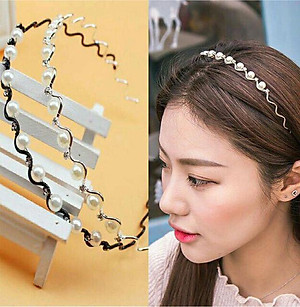 Combo 2 Bờm Tóc Ngọc Trai Nhân Tạo Đính Đá Sang Chảnh