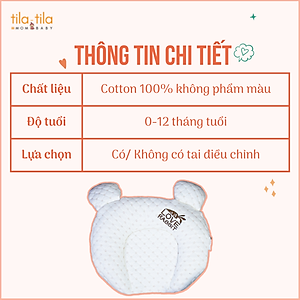 Gối Cao Su Non Cho Em Bé Loại Cao Cấp Chính Hãng Tila-Tila Thương Hiệu Đức Mã TG02 Chống Méo Đầu, Bẹp Đầu, Nghẹo Cổ, Còm Lưng Bé