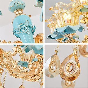 Đèn chùm MOFAI pha lê trang trí nội thất sang trọng 15 tay - kèm bóng LED chuyên dụng