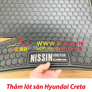 Thảm sàn, Thảm lót sàn xe Hyundai CRETA 2022 2023 cao su đúc, vân tổ ong, không mùi, MẪU NISSIN