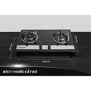 Bếp gas âm kính Sunhouse SHB8836, Mặt kính cường lực siêu bền, Có cảm biến tự động ngắt gas, Hàng chính hãng - Bảo hành 24 tháng tại nhà