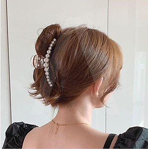 Kẹp Tóc Càng Cua Đính Ngọc Trai Nhân Tạo Phong Cách Hồng Kông Thâp Niên 90s