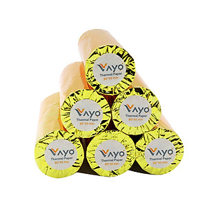 [20 CUỘN] Giấy in nhiệt Giấy in bill VAYO Khổ 80 x 45 mm - In rõ nét - Lõi siêu nhỏ - Hàng chính hãng - 65gsm