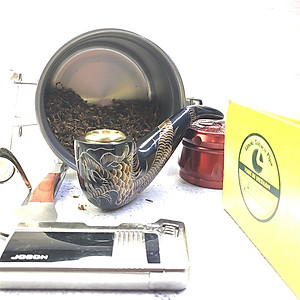 Tẩu Thuốc Limoki Chạm Rồng Á Đông Đen Cao Cấp – Mã TTLCC-06