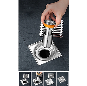 Phụ kiện ngăn mùi KG90 nhà tắm, lắp thoát sàn chống mùi hôi ngăn vi khuẩn trào ngược lên chất liệu inox304 - Hàng chính hãng