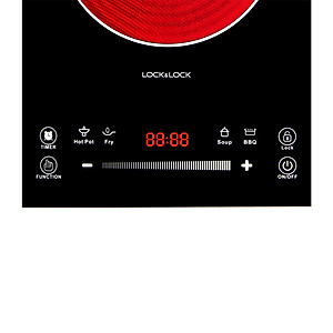 Bếp Hồng Ngoại Lock&Lock EJI421 (2000W) Mặt Bếp Kính Crystal, Chịu Nhiệt, Chịu Lực Tốt, Không Có Bức Xạ -  Hàng Chính Hãng Tặng Combo Ống Hút + Cọ Rửa