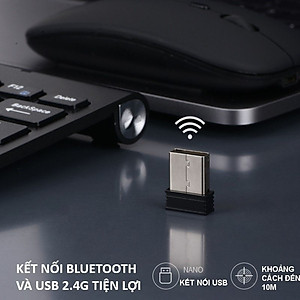 Bộ Bàn phím không dây mini K908 - đa kết nối bluetooth 5.0 + Usb wireless 2.4G cho máy tính laptop điện thoại
