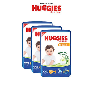 [TẶNG THÊM MIẾNG CHO SIZE L/XL/XXL] Combo 3 gói Tã quần Huggies Skincare Mega Jumbo M106/L96/XL84/XXL76