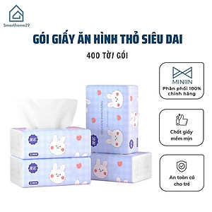 Thùng 40 gói giấy ăn rúi hình thỏ siêu dai, mềm mịn, an toàn cả cho bé  - Chính hãng MINIIN 