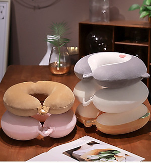 Gối chữ U làm bằng mút hoạt tính, gối kê cổ dễ thương dùng để máy bay, xe hơi, du lịch, kê cổ cổ gối ngủ trưa văn phòng-GC876488