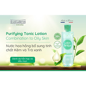 Nước hoa hồng Evoluderm se khít lỗ chân lông, dưỡng ẩm & làm sạch 250ml