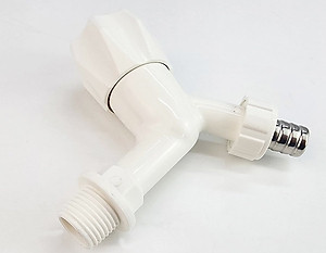 Bộ 3 vòi hồ tay núm tròn nhựa PP trắng, thân ngắn, ren 21-27mm Eurolife EL-HN05 (Trắng) (3 cái)