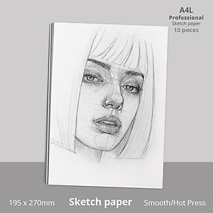 Giấy vẽ chuyên dụng A4L cao cấp, giấy vẽ nhập từ Ý có vân nhẹ màu trắng tự nhiên, giấy vẽ đẹp được cả 2 mặt, giấy dày 250gsm A4L 10 tờ (A4 Thickening Art Special Sketch) Green Art - Hàng chính hãng