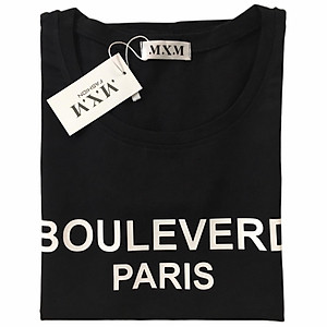 Áo thun nữ MXM form ôm body in chữ Bouleverd trẻ trung mặc tôn dáng ( ANU023 )