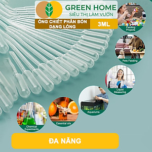 Ống Pipet GreenHome, 3ml, D15cm, Chiết Phân Bón Dạng Nước, Có Vạch Định Lượng, Đa Năng, Tiện Dụng