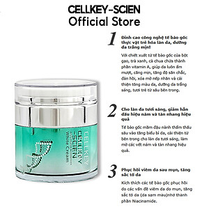 Combo 2 Kem Dưỡng Trắng Da Tế Bào Gốc Hàn Quốc Cấp Ẩm Xóa Nhăn Phục Hồi Trẻ Hoá Da Và Chống Lão Hoá Cellkey-Scien White Cream (60g)
