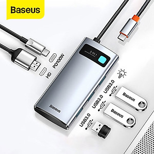 Hub Baseus Metal Gleam Series Multifunctional Type-C HUB Docking Station -Hàng Chính Hãng