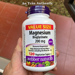 [Webber Naturals] Viên Uống Bổ Sung Magnesium Bisglycinate 200mg - 120 Viên - Hàng Công Ty