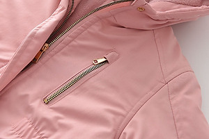 Áo khoác cho bé gái 4-14 tuổi bên trong lót lông mũ có tai chất liệu vải cao cấp