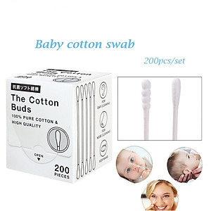 Combo hộp 200 tăm bông mềm kháng khuẩn Sanritsu + set 30 tăm chỉ nha khoa - nội địa Nhật Bản