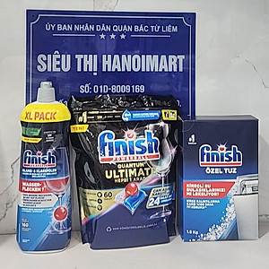 Combo Viên rửa bát Finish quantum 64 V + Muối Finish 1.5kg + Bóng finish 750ml
