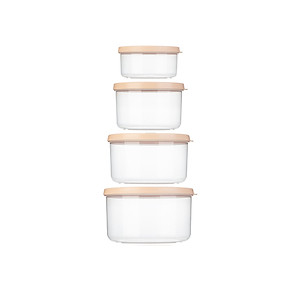 Combo 4 Hộp Đựng Thực Phẩm Tròn Hokkaido Nhiều Cỡ Xuất Nhật - Hàng Chính Hãng ( Tặng kèm khăn lau pakasa)