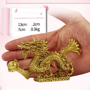 Tượng Rồng phong thủy bằng đồng thau 13cm