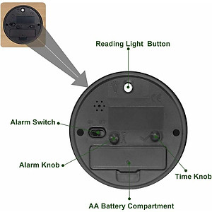 Đồng hồ báo thức bằng gỗ bằng số tiếng Ả Rập mà không cần im lặng trong ánh sáng với pin (màu nâu)