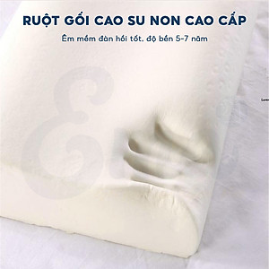 Gối cao su non người lớn EMA kèm vỏ sợi tre kháng khuẩn, thiết kế lượn sóng, chống đau cổ vai gáy