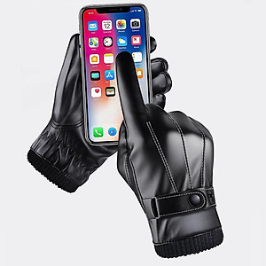 Găng tay nam mùa đông lót nỉ lông ấm áp lòng bàn tay chống trượt, cảm ứng điện thoại GTN2