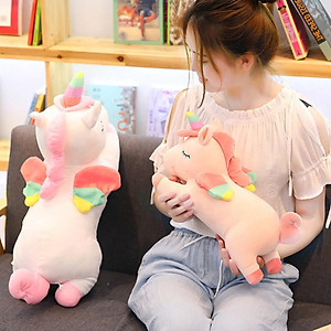 Gấu Bông Kỳ Lân Nằm Dễ Thương, Ngựa Một Sừng Unicorn Nằm Siêu Mềm Mịn (30cm--->60cm) Gối Ôm Kỳ Lân Đáng Yêu Hàng Cao Cấp