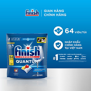 Viên Rửa Chén Bát Finish Powerball Quantum Powerful Clean & Shine 64 viên