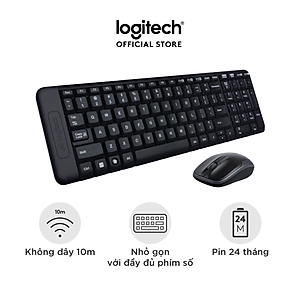 Combo chuột phím không dây Logitech MK215 - nhỏ gọn với đủ phím số, 1 đầu thu USB, không dây 10m, pin 2 năm - Hàng chính hãng