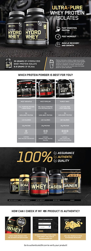 Thực Phẩm Bổ Sung Optimum Nutrition Platinum HydroWhey 3.5lb (1.59kg)