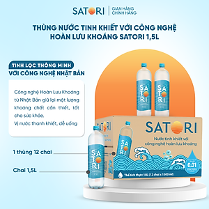 Thùng 12 Chai Nước Tinh Khiết Hoàn Lưu Khoáng SATORI (1.5L/Chai)
