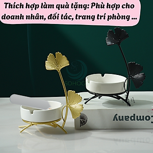 Gạt Tàn Hình Hươu Nghệ Thuật Cao Cấp- Gạt Tàn Trang Trí Kiểu Dáng Hươu Vàng- Gạt Tàn Sứ Hươu Vàng Phong Cách Bắc Âu- Gạt Tàn Sứ Kèm Giá Đỡ Hươu Kim Loại