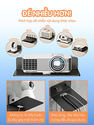 Kệ treo kim loại Dola Home để máy chiếu, camera, bộ phát WiFi, loa, bàn phím không cần khoan đục có lỗ đi dây điện.