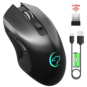 Portable RGB LED 2.4G Wireless Mouse Ergonomic Silence Rechargeable Mice for Desktop Laptop