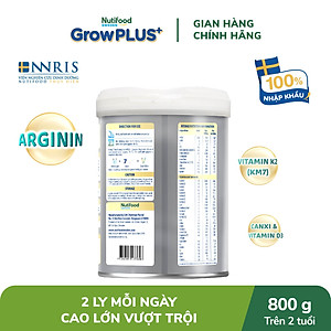 Sữa bột Nutifood GrowPLUS+ Cao Lớn Vượt Trội trên 2 tuổi Lon 800g
