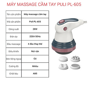 Máy massage bụng cầm tay 4 đầu hồng ngoại Puli PL-605 - Cơ